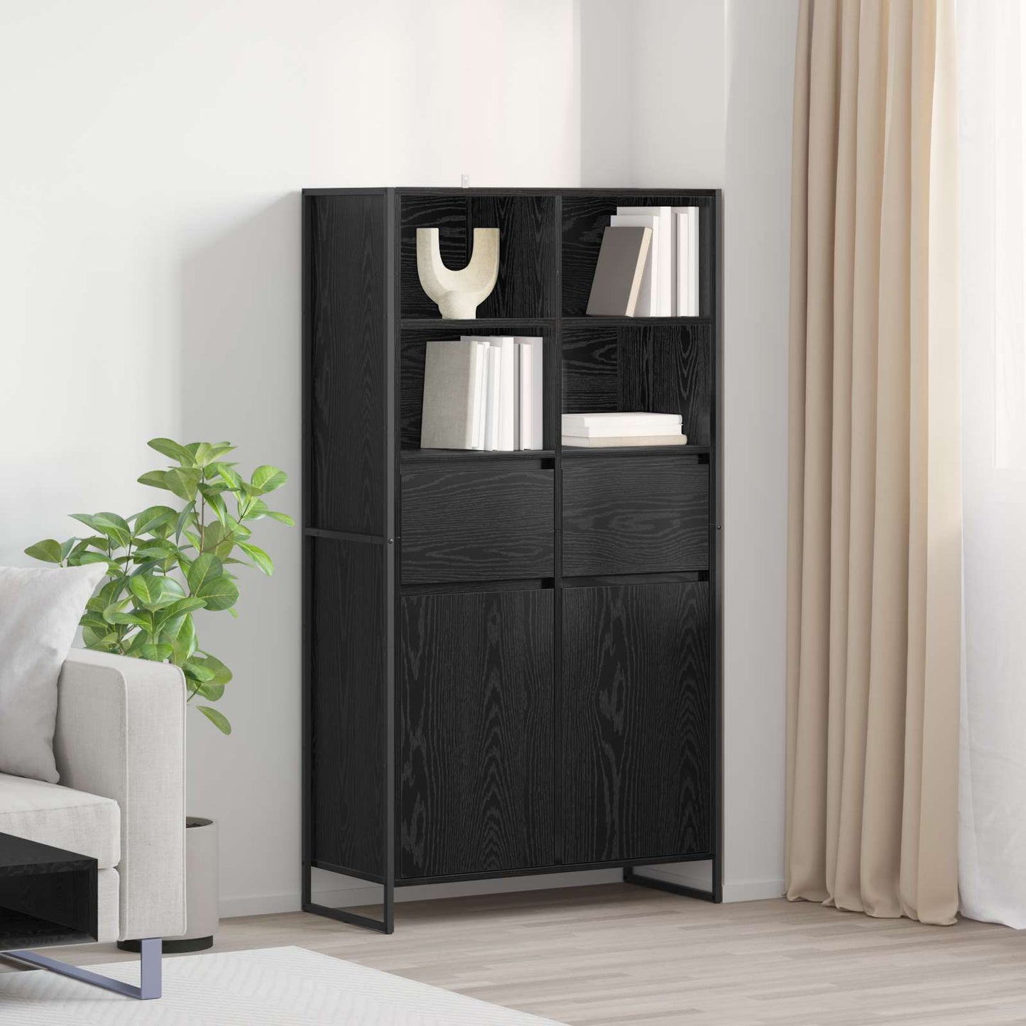 Credenza 2 pcs Rovere Nero 81 x 36 x 150.5 cm Legno multistrato