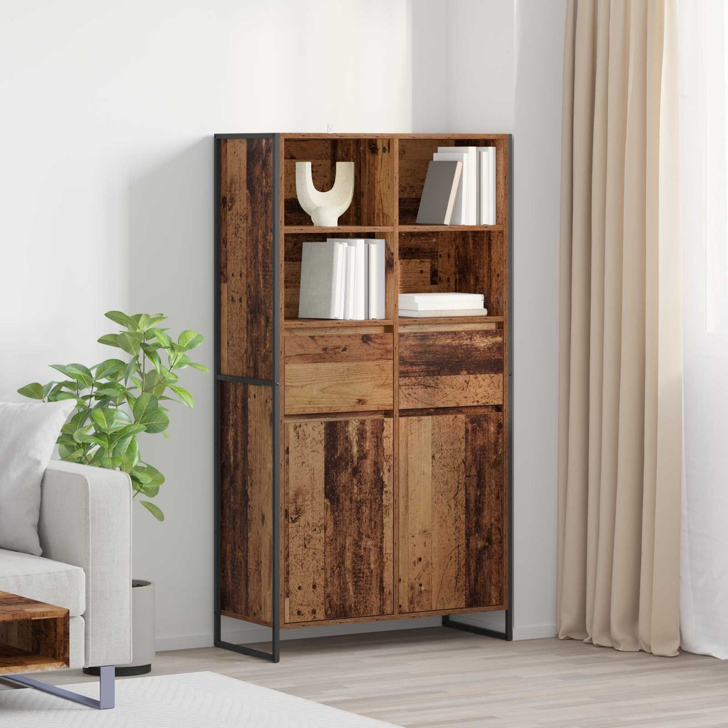 Credenza con cassetto 2 pcs Legno vecchio 81 x 36 x 150.5 cm