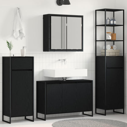 Set di mobili per il bagno Rovere Nero Legno multistrato | homemem39