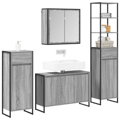 Set di mobili per il bagno Grigio Sonoma Legno multistrato | homemem39