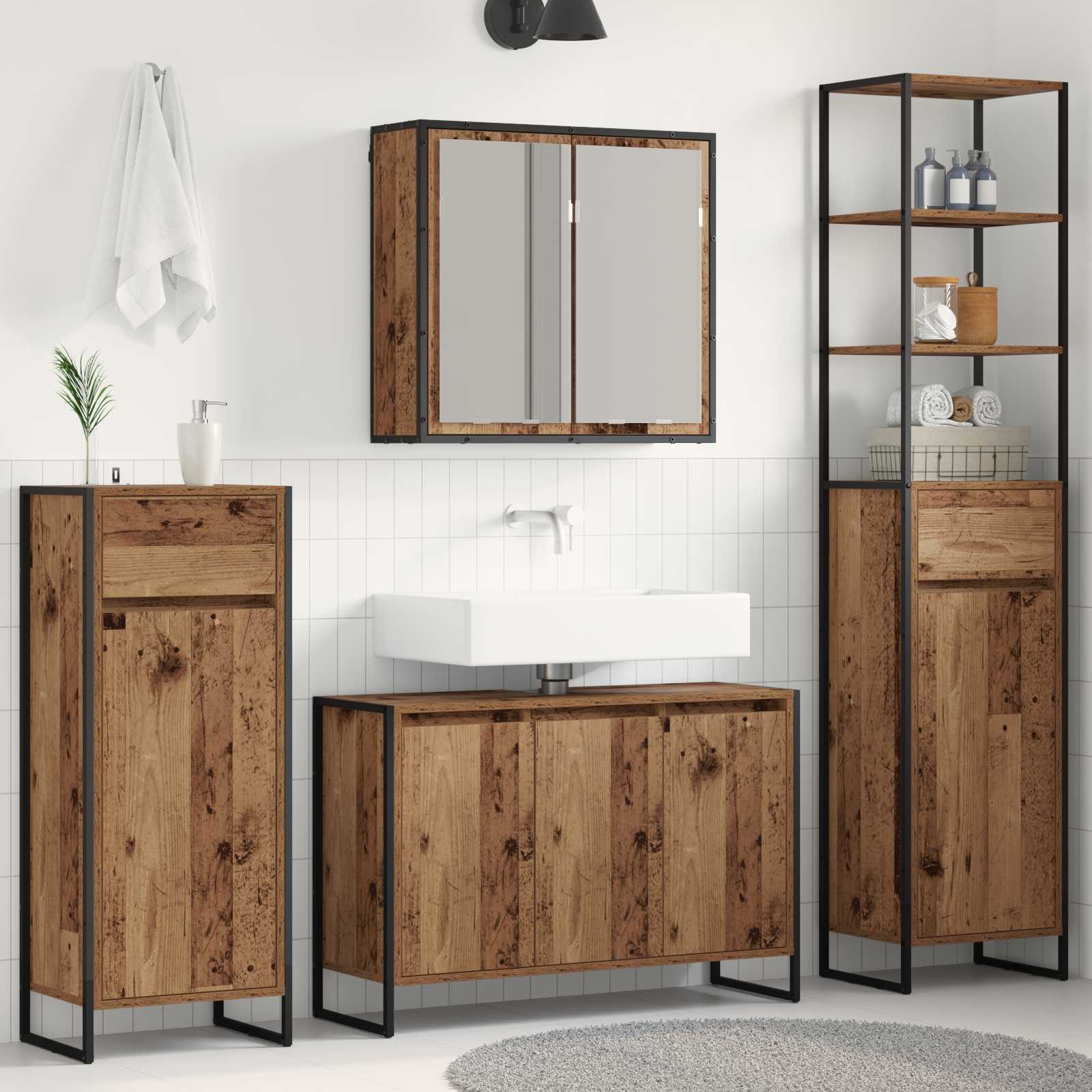 Set di mobili per il bagno Legno vecchio Legno multistrato | homemem39