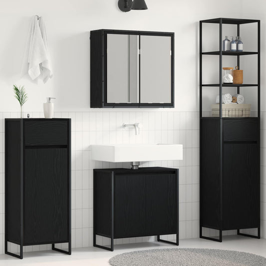 Set di mobili per il bagno Rovere Nero Legno multistrato | homemem39