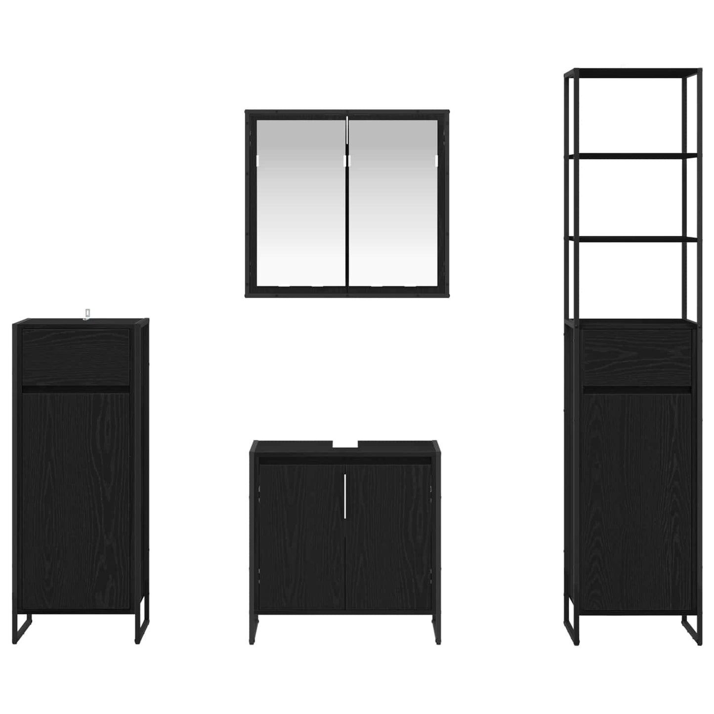 Set di mobili per il bagno Rovere Nero Legno multistrato | homemem39
