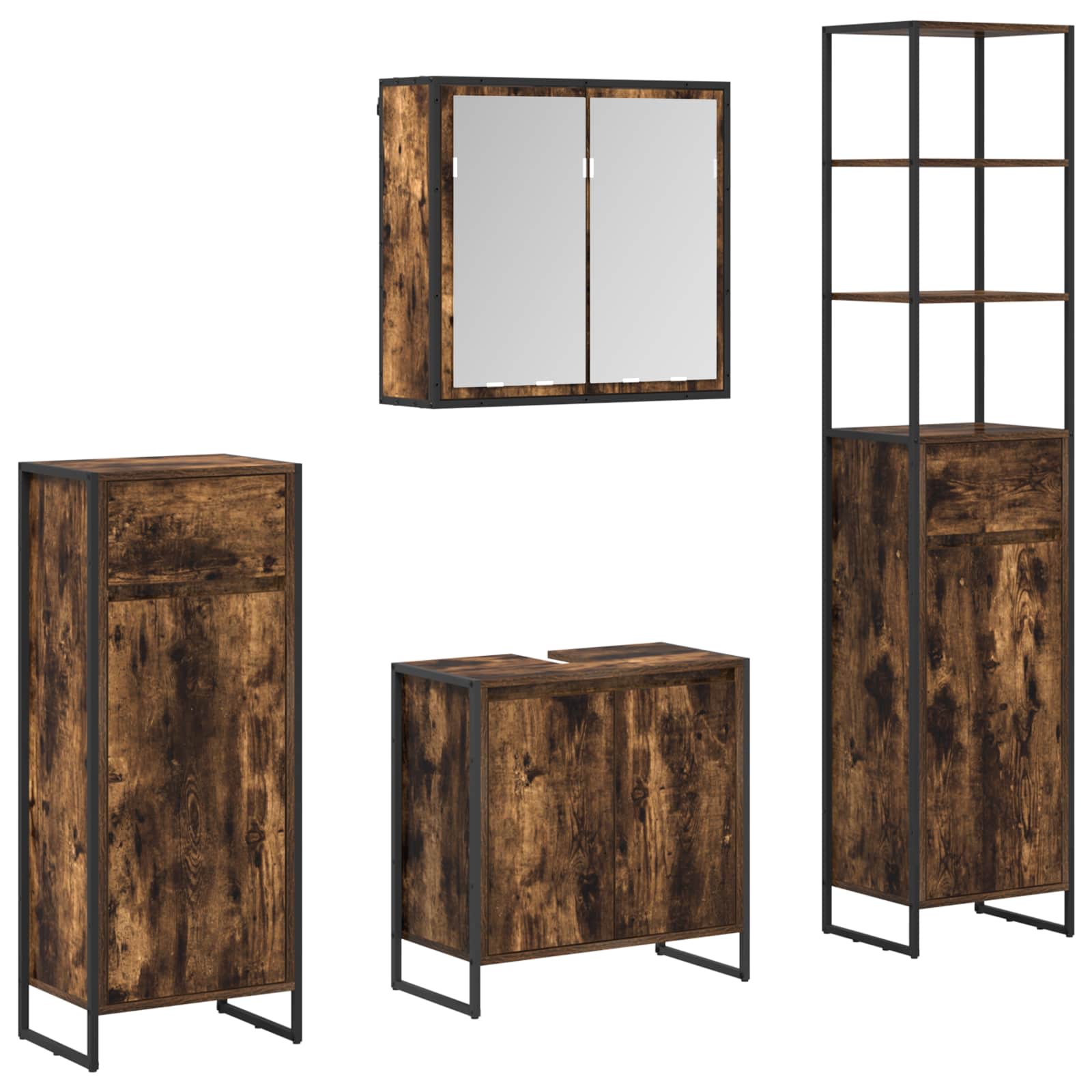 Set di mobili per il bagno Rovere fumé Legno multistrato | homemem39
