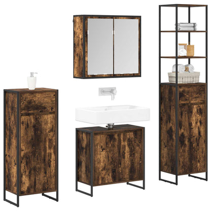 Set di mobili per il bagno Rovere fumé Legno multistrato | homemem39