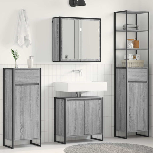Set di mobili per il bagno Grigio Sonoma Legno multistrato | homemem39