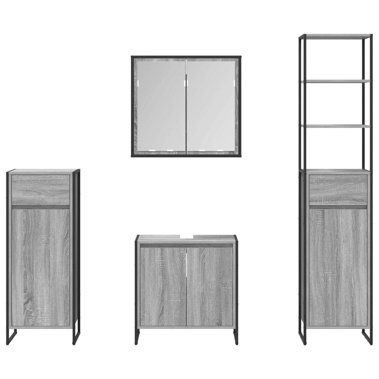 Set di mobili per il bagno Grigio Sonoma Legno multistrato | homemem39