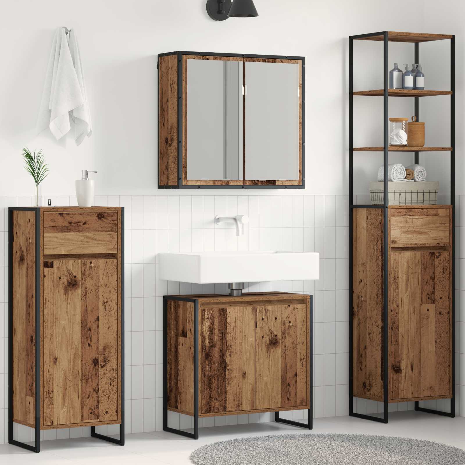 Set di mobili per il bagno Legno vecchio Legno multistrato | homemem39