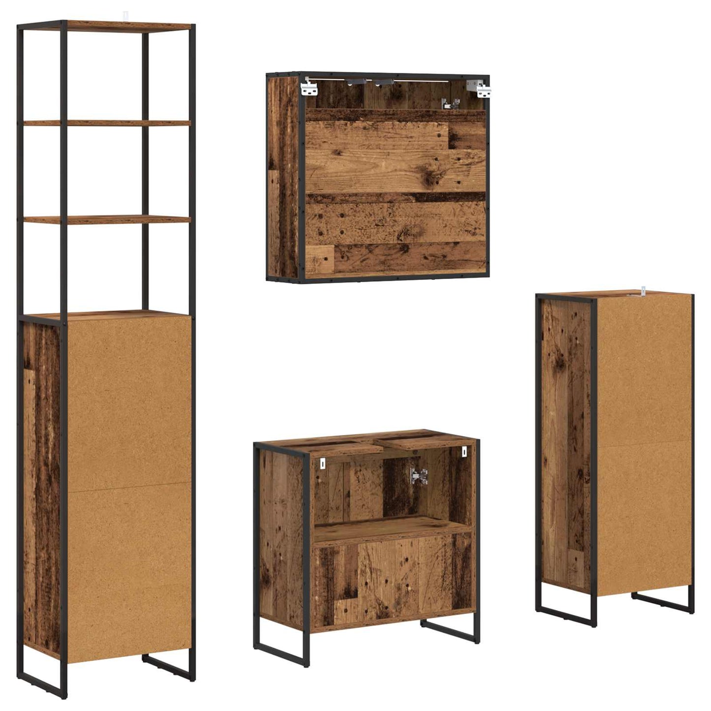 Set di mobili per il bagno Legno vecchio Legno multistrato | homemem39