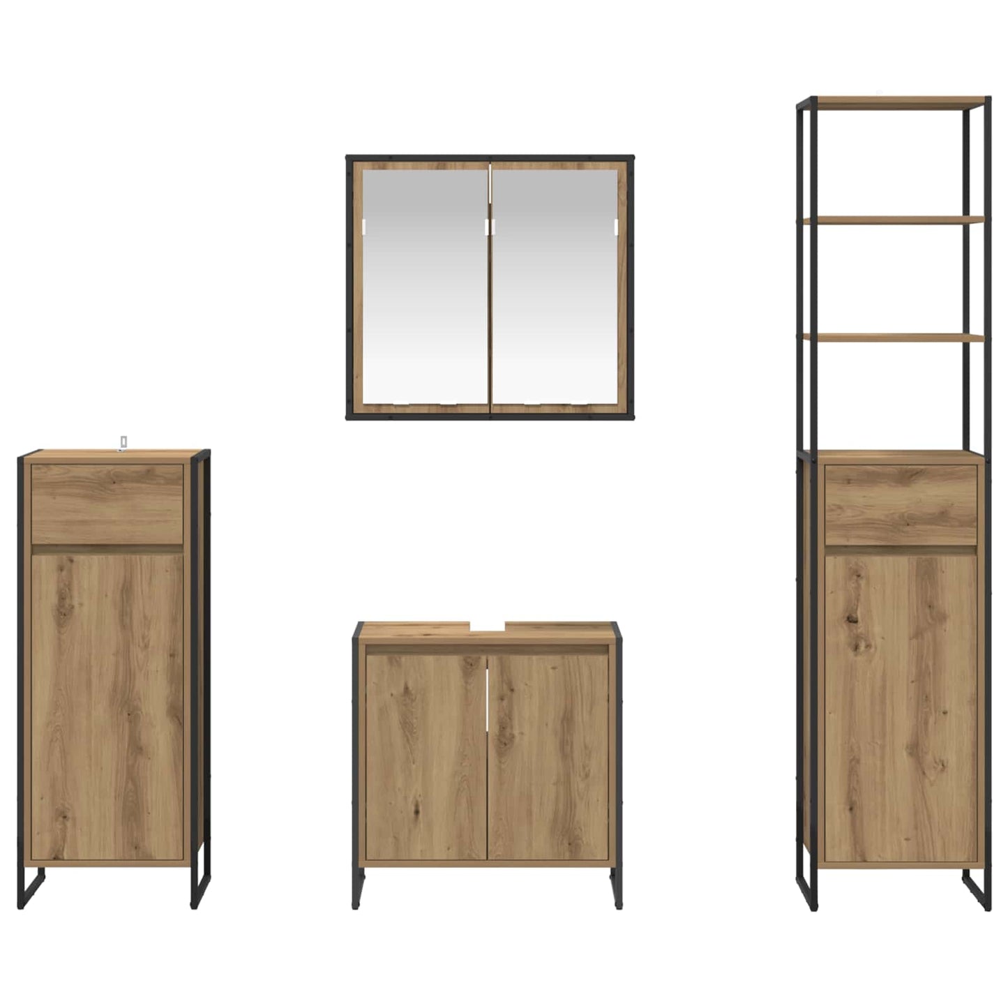 Set di mobili per il bagno Rovere artigianale Legno multistrato | homemem39