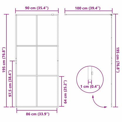 Parete Doccia Walk-in Nero 90 x 195 cm vetro temperato - homemem39