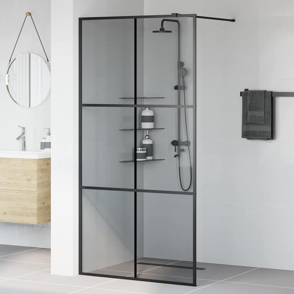 Parete Doccia Walk-in Nero 100 x 195 cm vetro temperato - homemem39