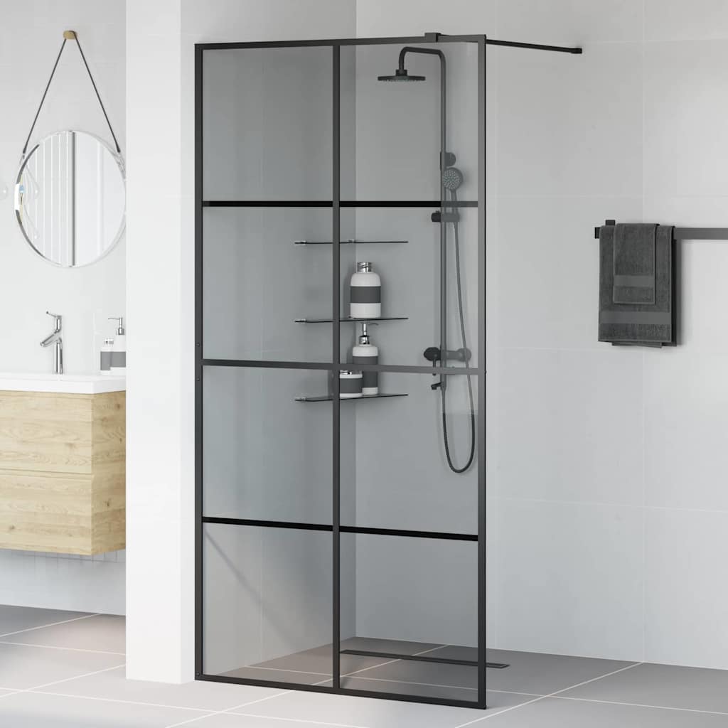 Parete Doccia Walk-in Nero 100 x 195 cm vetro temperato - homemem39