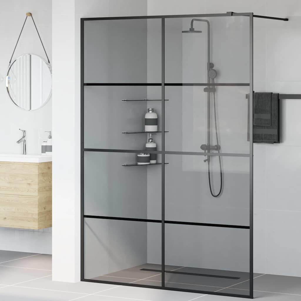 Parete Doccia Walk-in Nero 140 x 195 cm vetro temperato - homemem39
