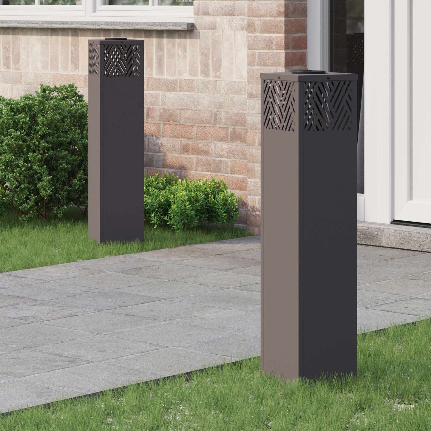 Faro LED solare per sentieri 2 pcs Nero