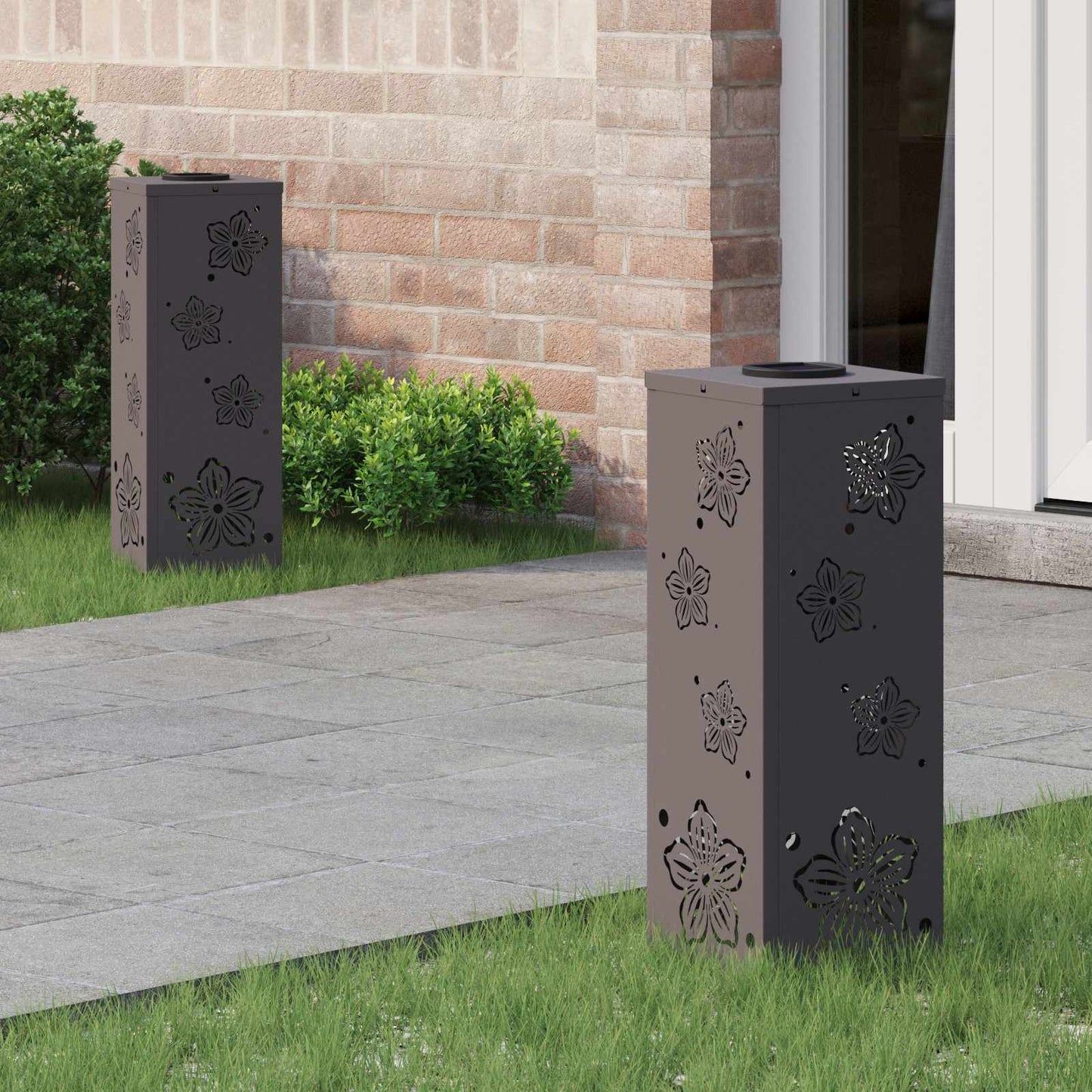 Faro LED solare per sentieri 2 pcs Nero