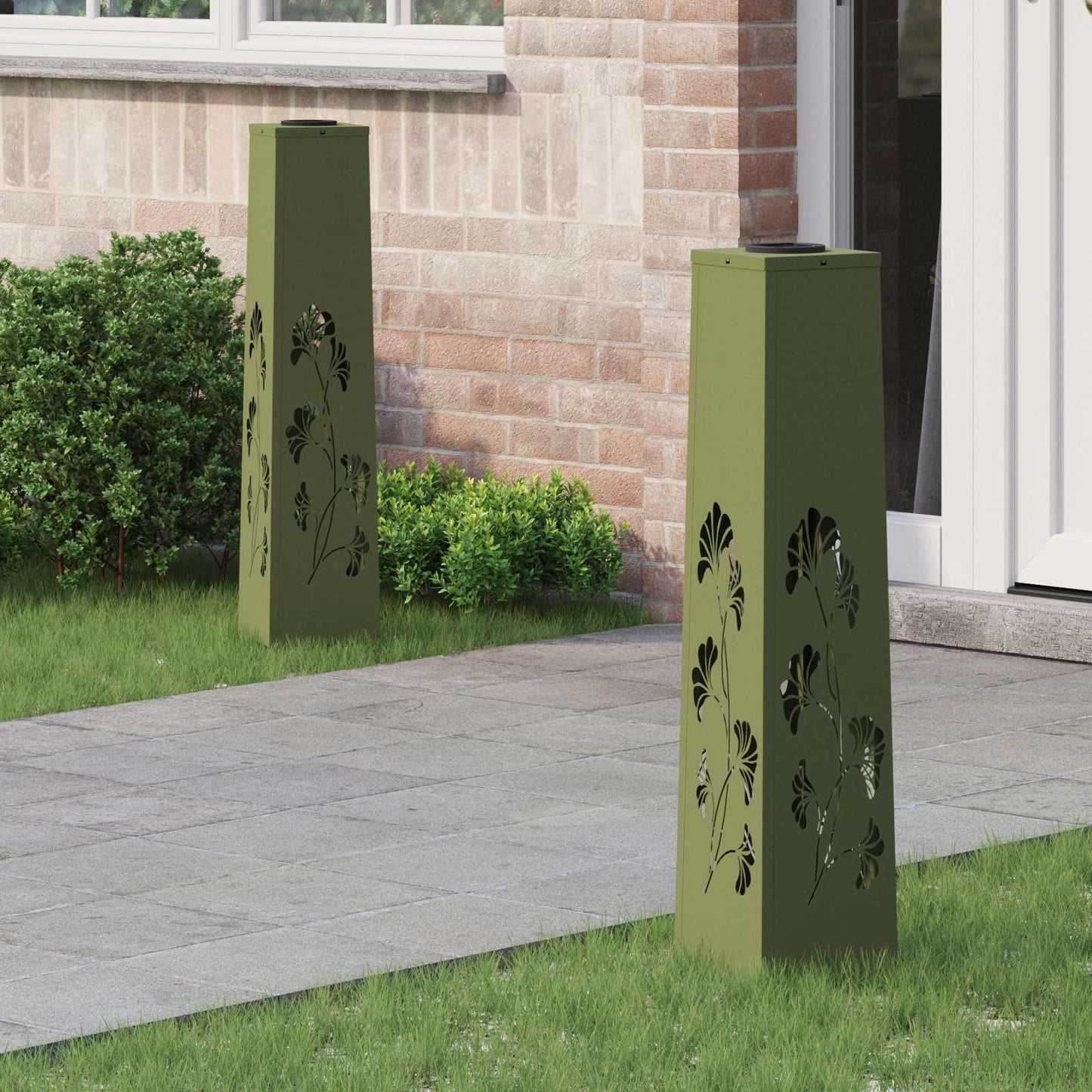 Faro LED solare per sentieri 2 pcs Verde oliva