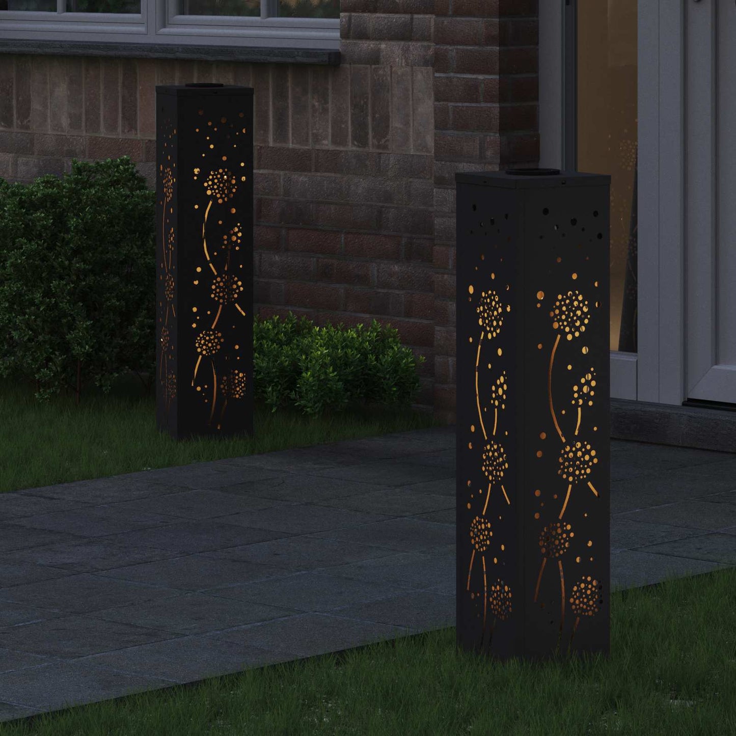 Faro LED solare per sentieri 2 pcs Nero