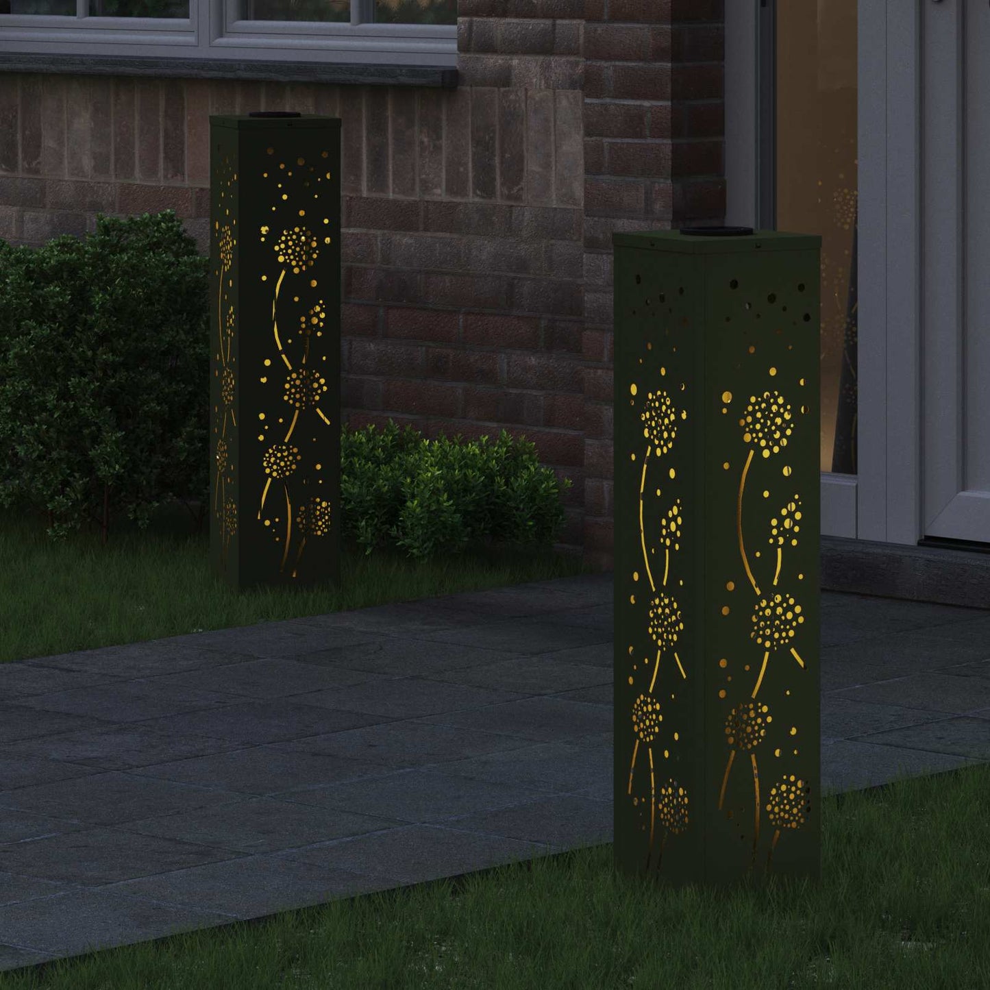 Faro LED solare per sentieri 2 pcs Verde oliva