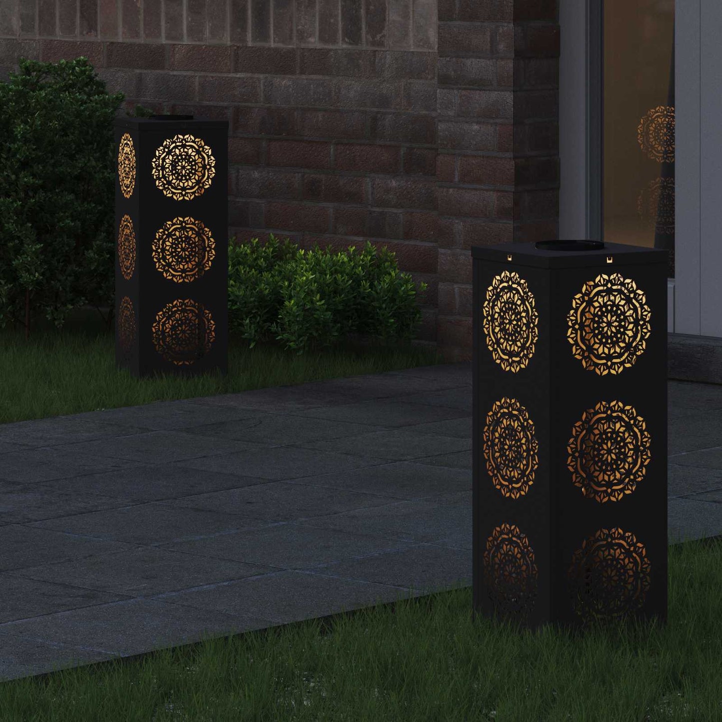 Faro LED solare per sentieri 2 pcs Nero