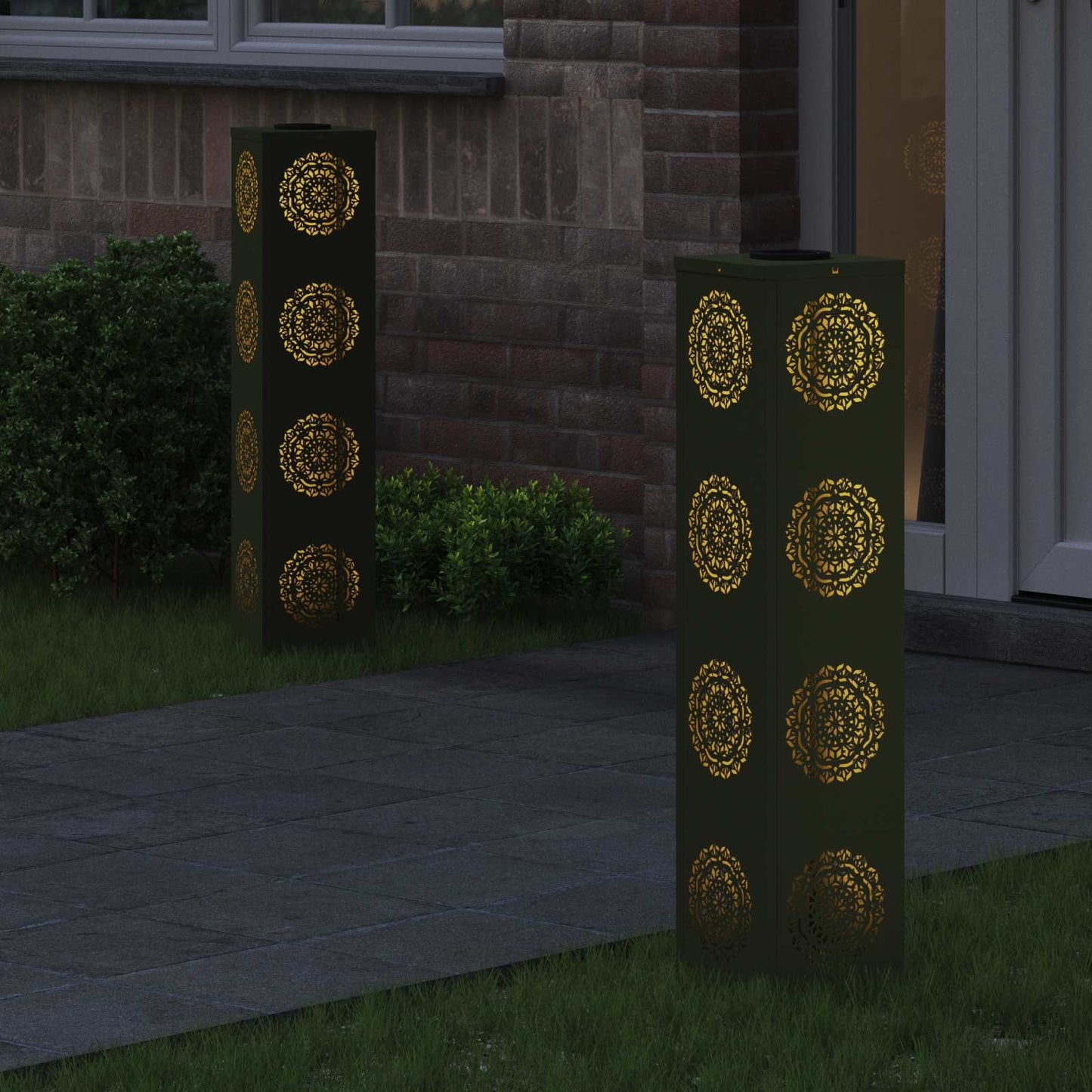 Faro LED solare per sentieri 2 pcs Verde oliva