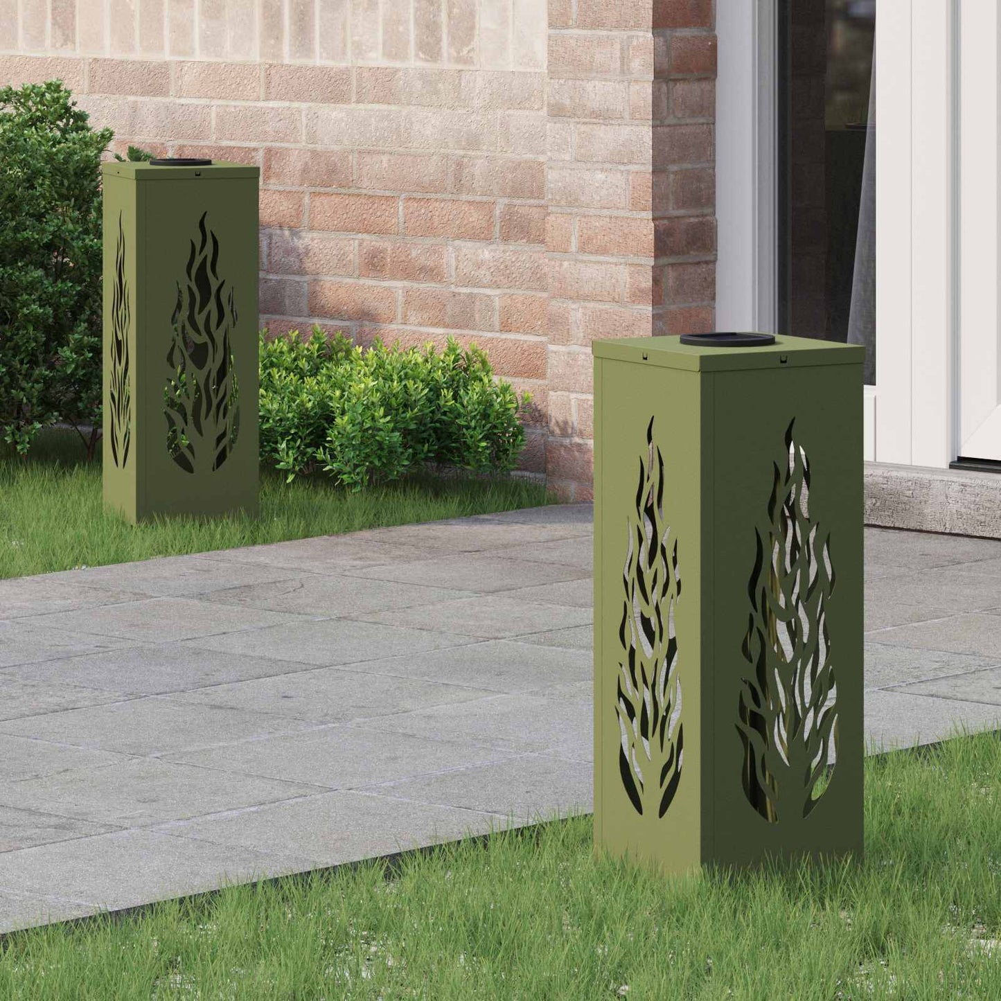 Faro LED solare per sentieri 2 pcs Verde oliva