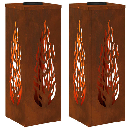 Faro LED solare per sentieri 2 pcs Acciaio Corten