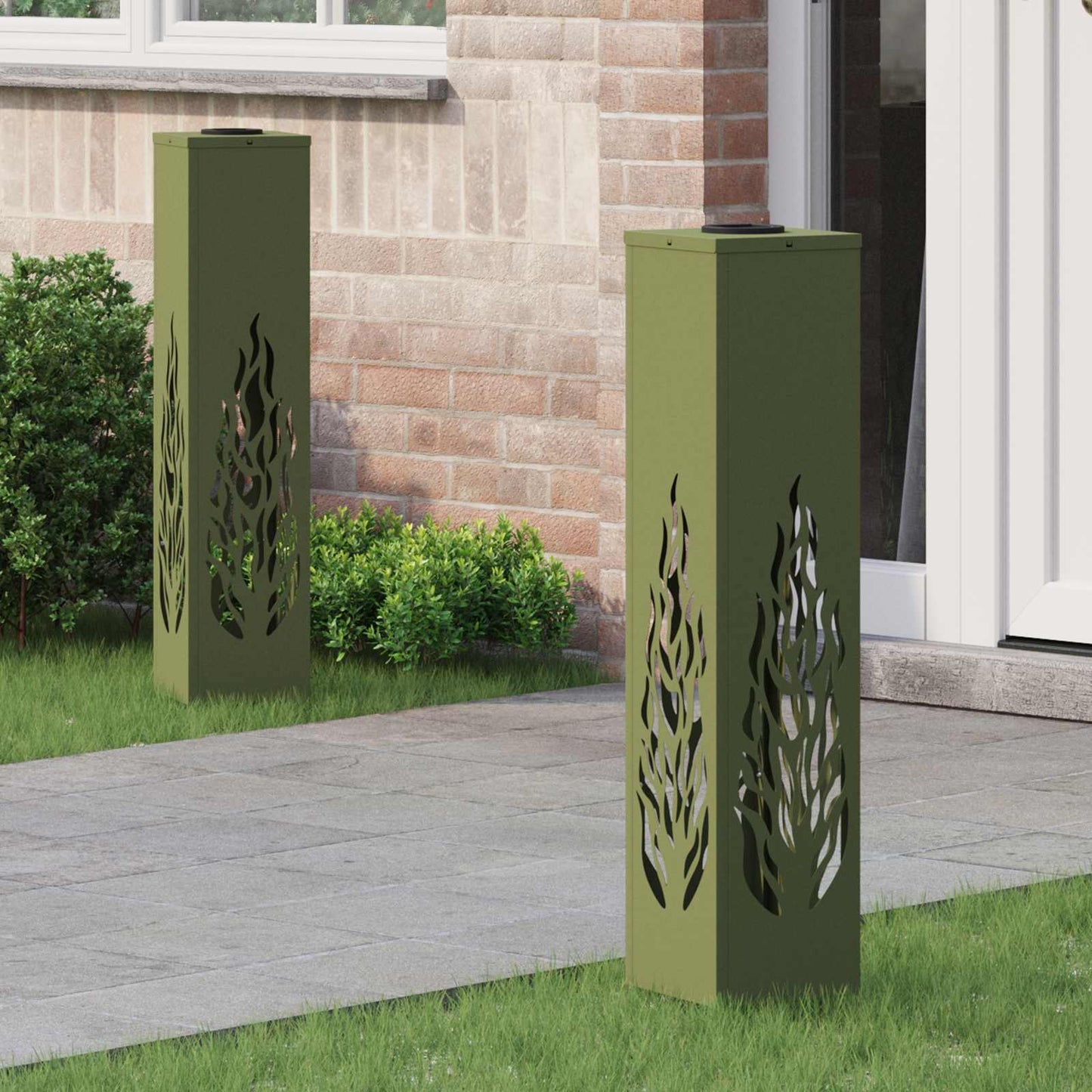 Faro LED solare per sentieri 2 pcs Verde oliva