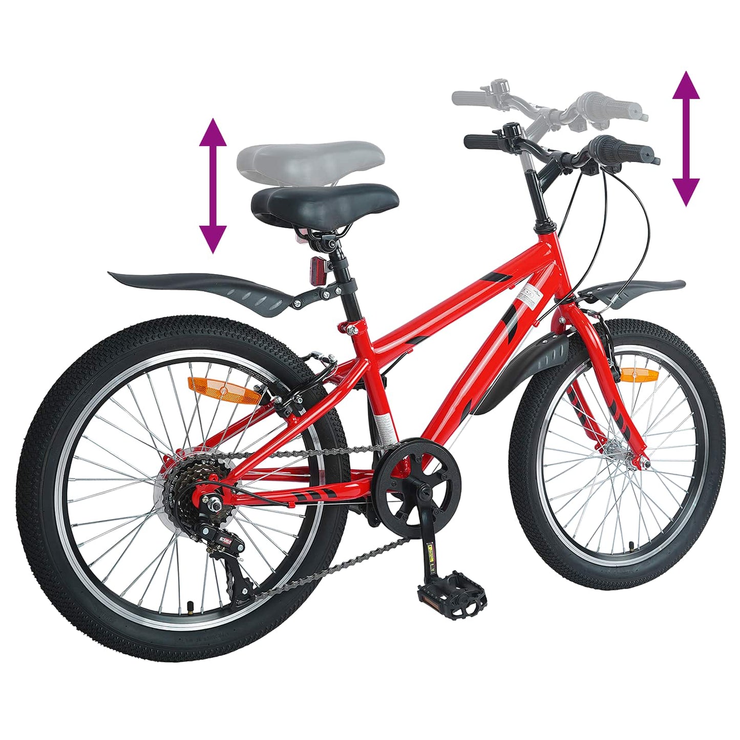 Bicicletta per Bambini 24 Pollici 6-Speed per 8-12 anni Rosso | homemem39
