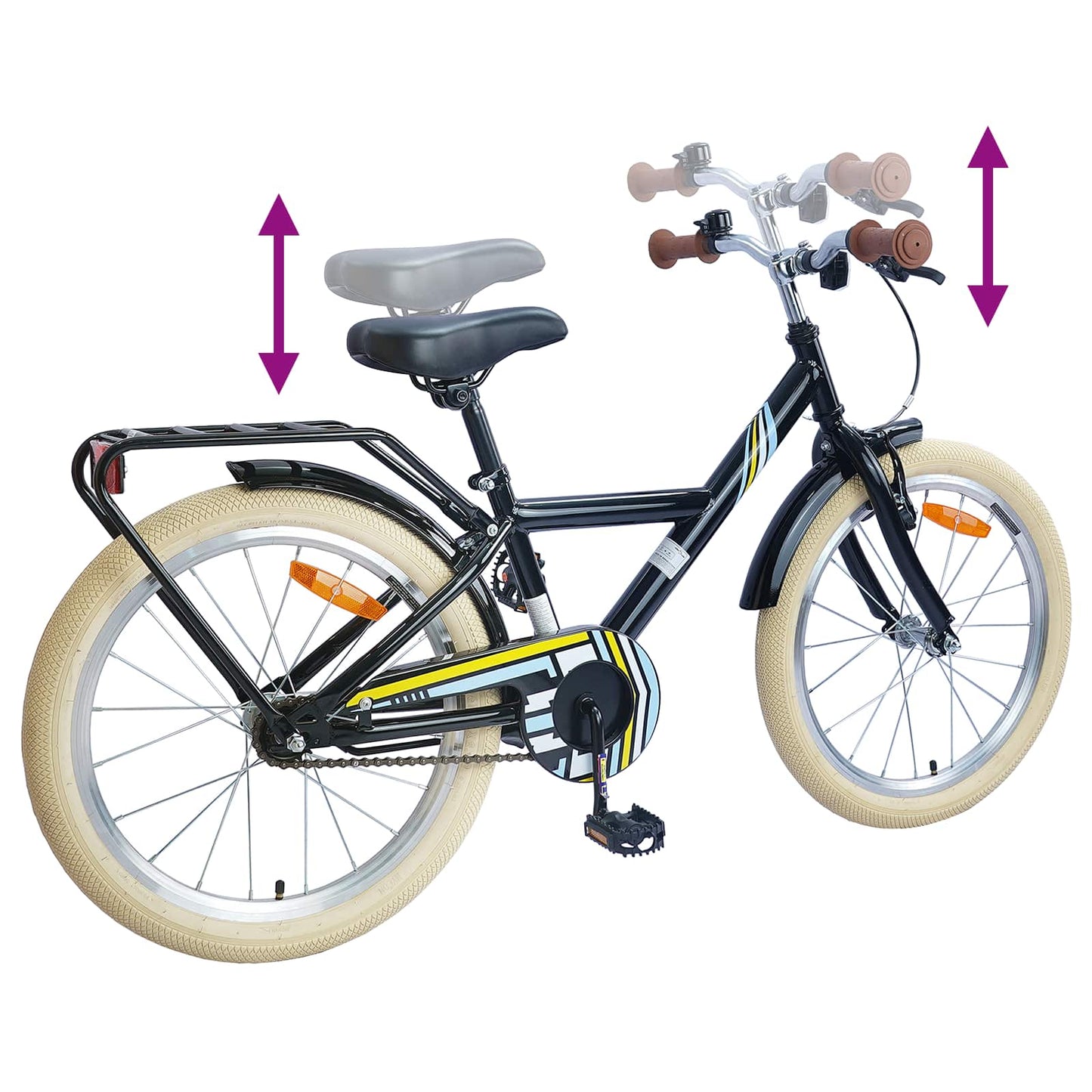 Bicicletta per Bambini 24 Pollici per 8-12 anni Nero