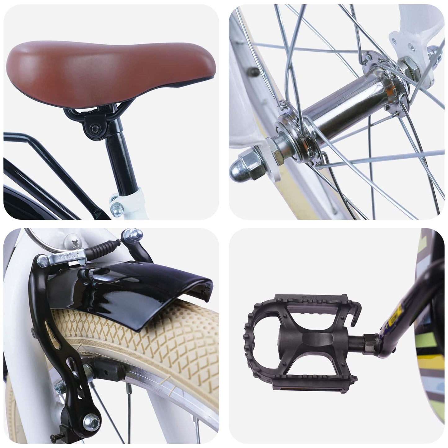 Bicicletta per Bambini 24 Pollici per 8-12 anni Bianco | homemem39