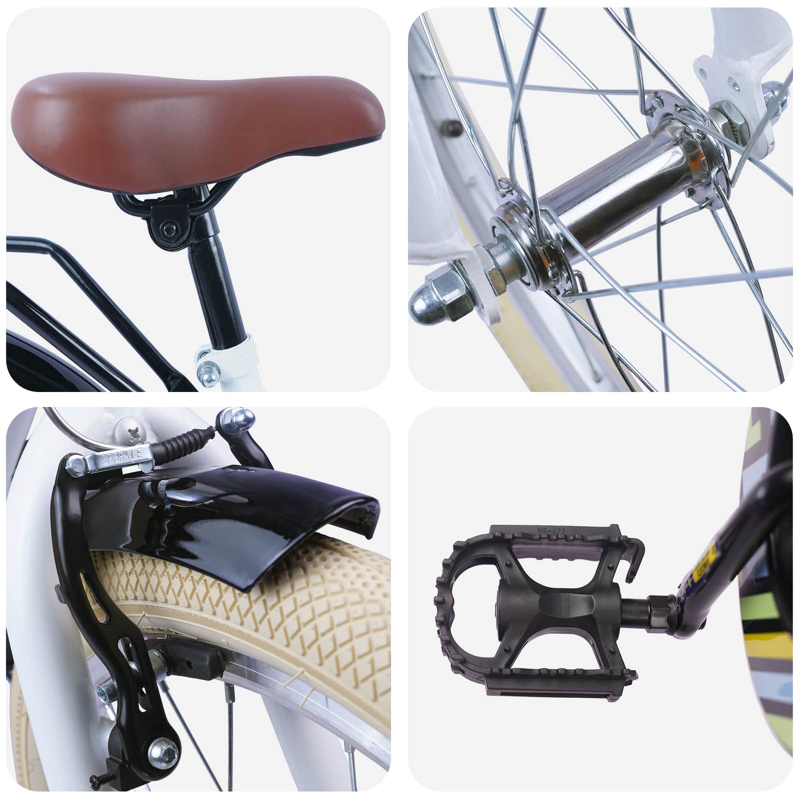Bicicletta per Bambini 24 Pollici per 8-12 anni Bianco | homemem39