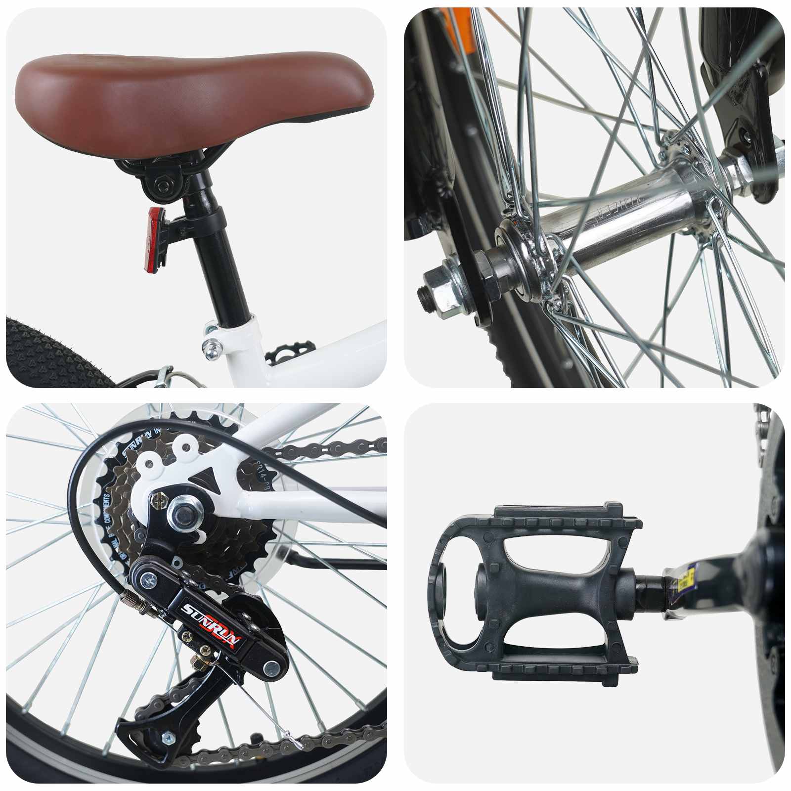Mountain Bike 20 Pollici 6-Velocità per 5-8 anni Bianco | homemem39
