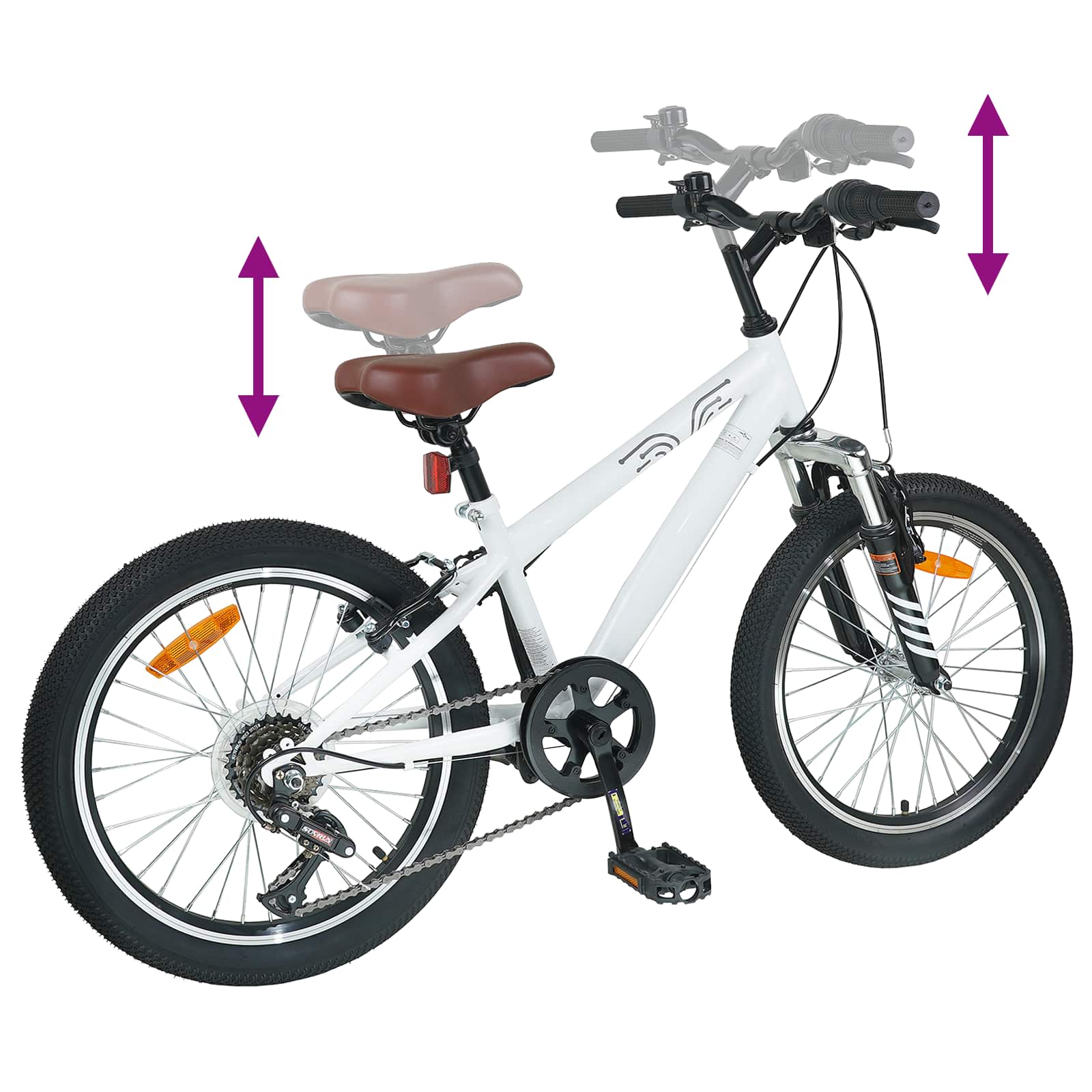 Mountain Bike 20 Pollici 6-Velocità per 5-8 anni Bianco | homemem39