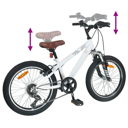 Mountain Bike 20 Pollici 6-Velocità per 5-8 anni Bianco | homemem39