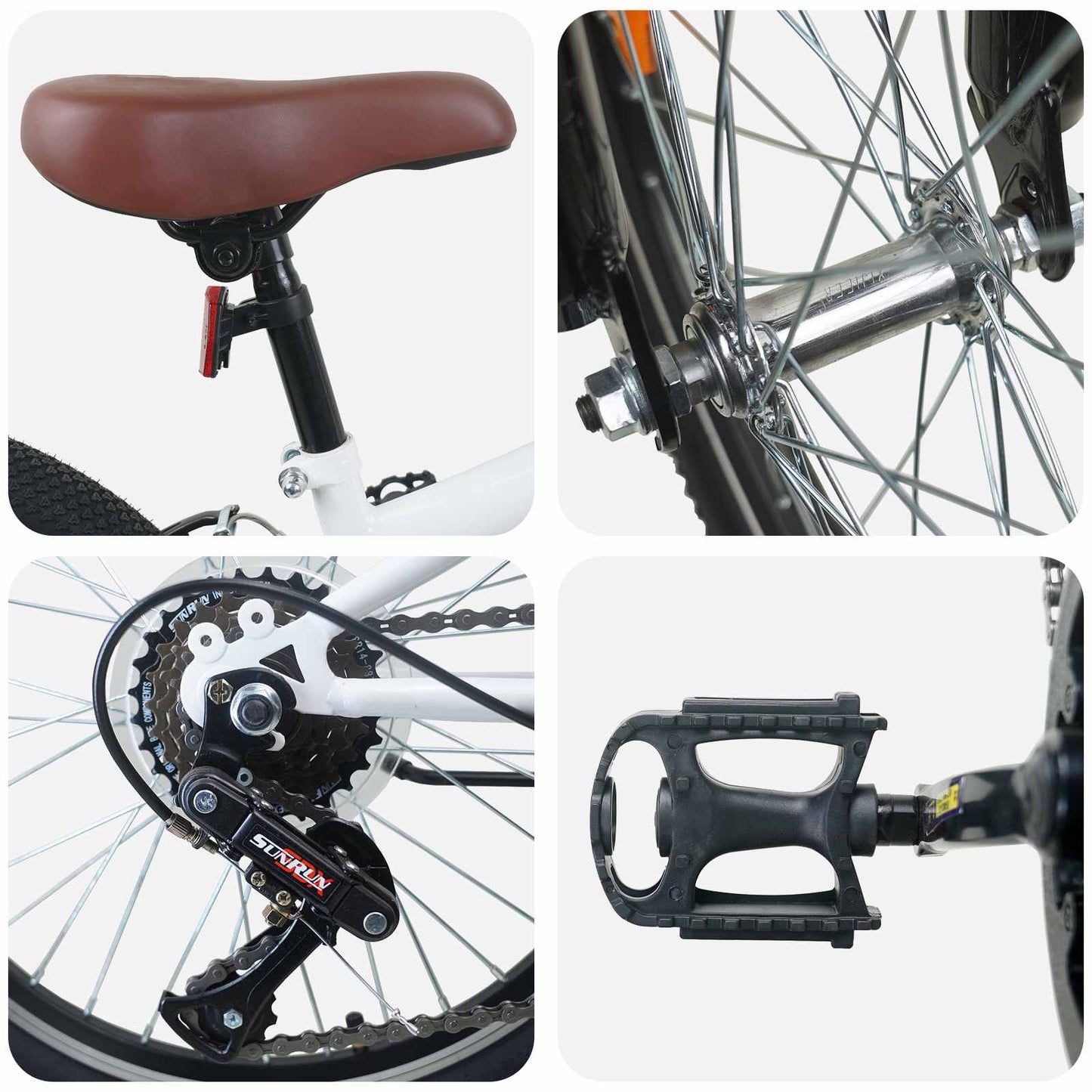 Mountain Bike 24 Pollici 6-Velocità per 8-12 anni Bianco | homemem39