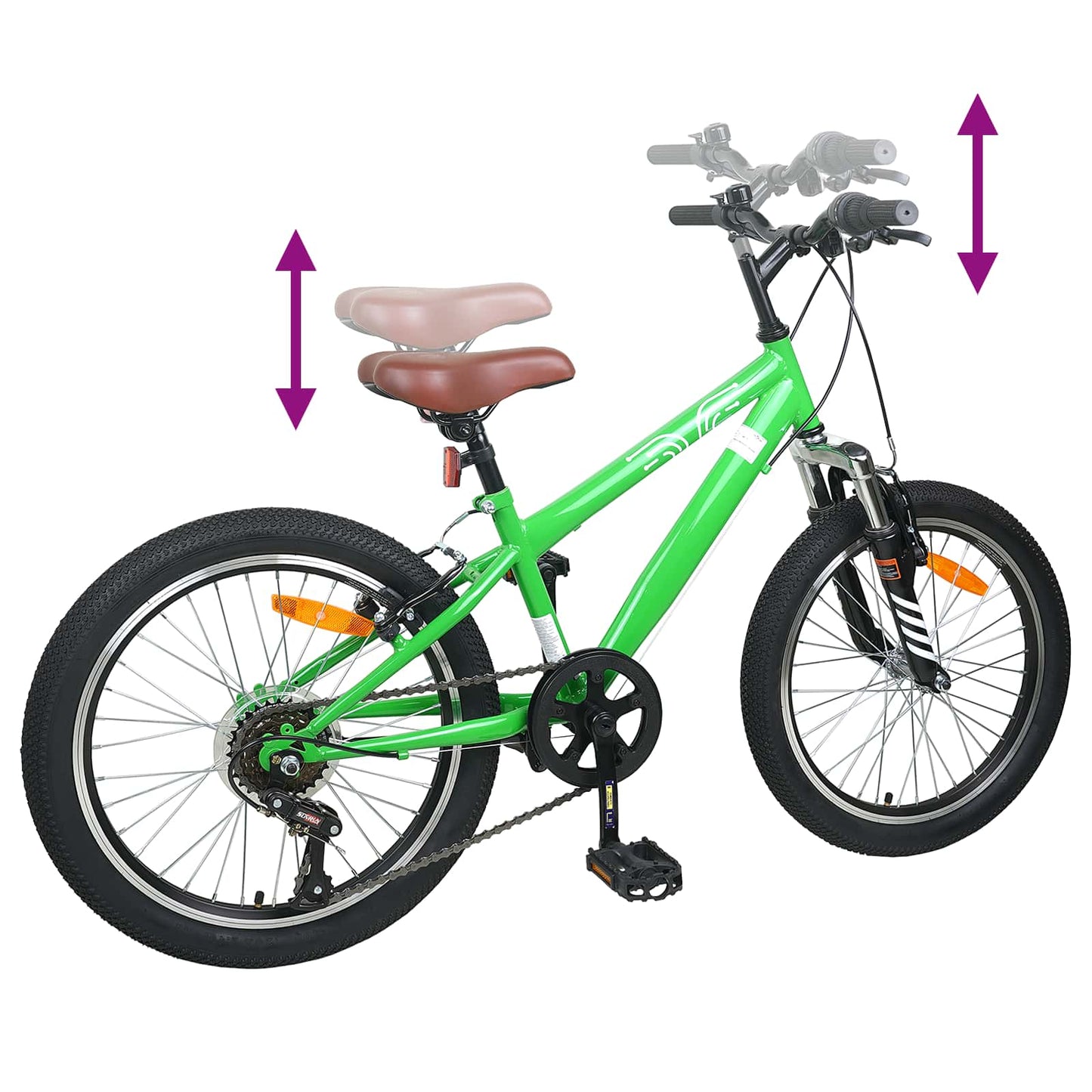 Mountain Bike 24 Pollici 6-Velocità per 8-12 anni Verde | homemem39