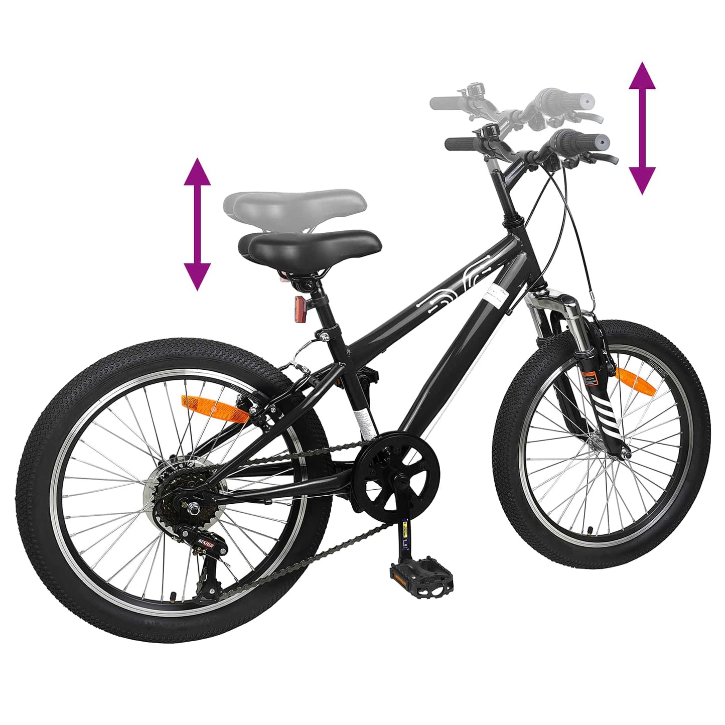 Mountain Bike 20 Pollici 6-Velocità per 5-8 anni Nero | homemem39