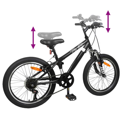 Mountain Bike 20 Pollici 6-Velocità per 5-8 anni Nero | homemem39