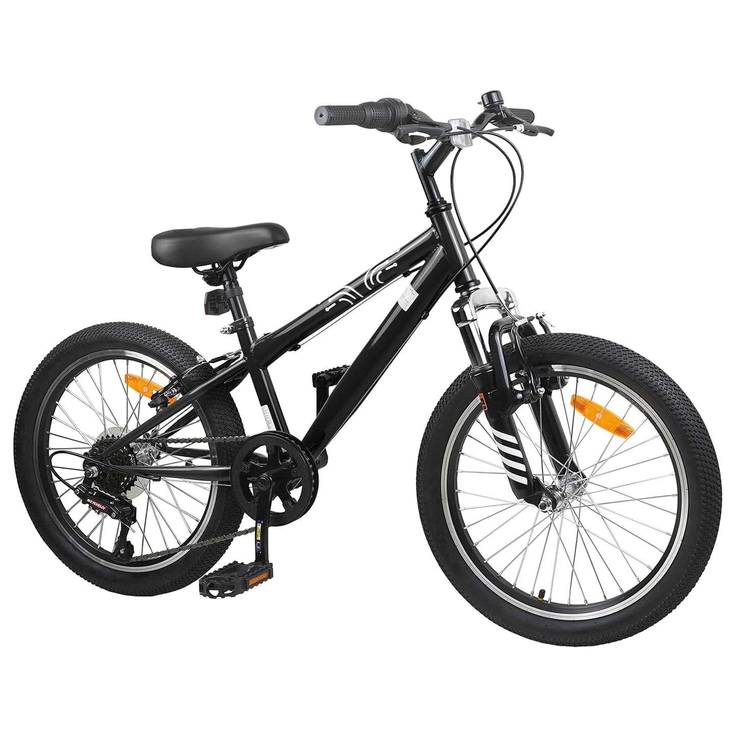Mountain Bike 24 Pollici 6-Velocità per 8-12 anni Nero | homemem39