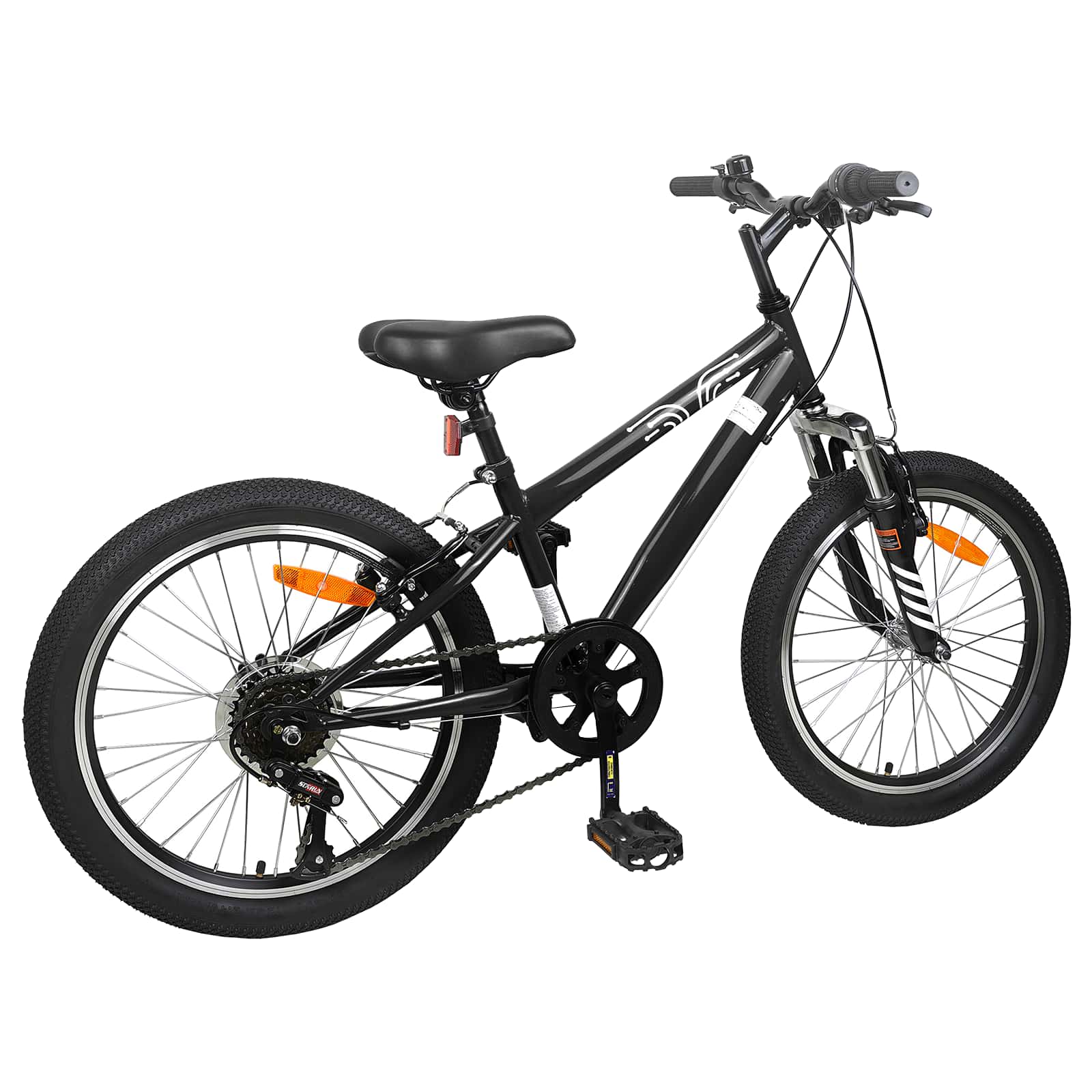 Mountain Bike 24 Pollici 6-Velocità per 8-12 anni Nero | homemem39