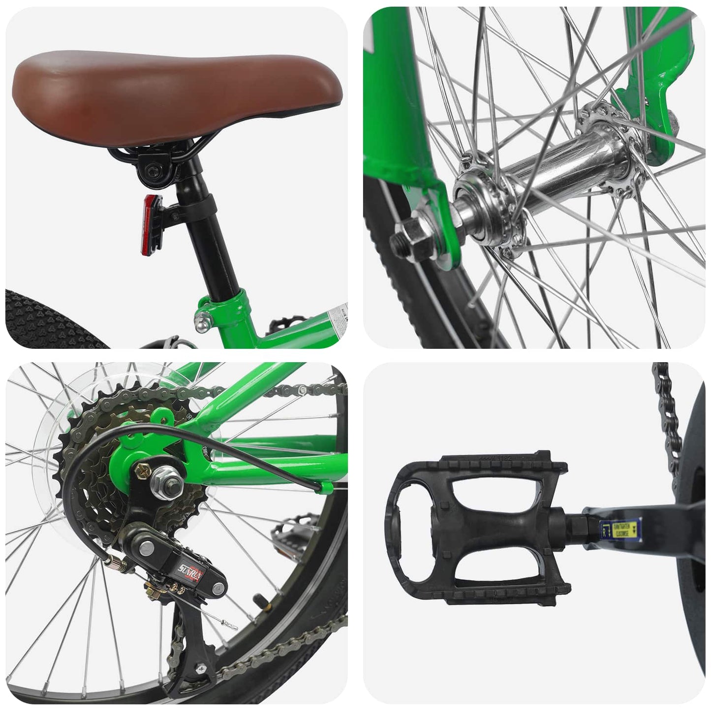 Mountain Bike 24 Pollici 6-Speed per 8-12 anni Verde