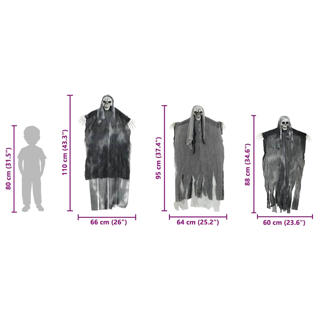 Fantasma appeso di Halloween 3 pcs Nero 66 x 110 cm Poliestere