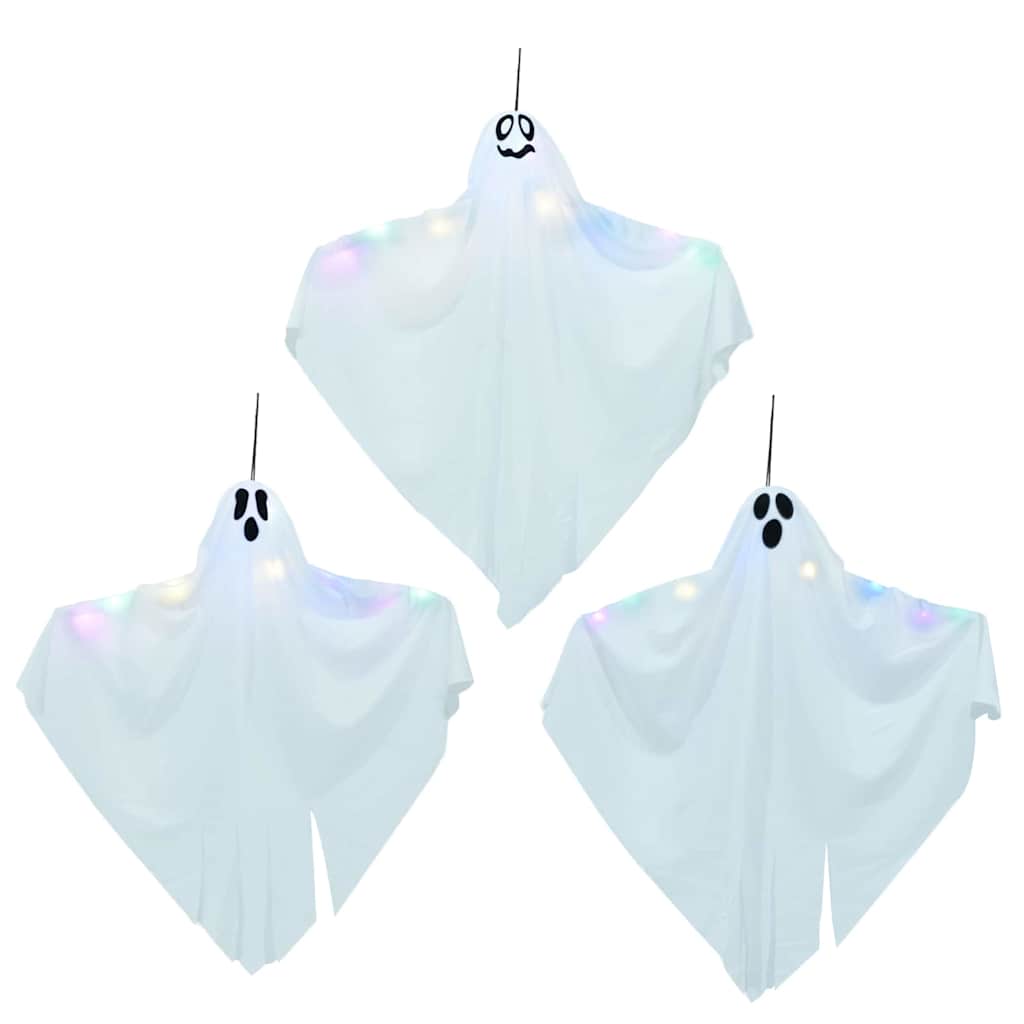 Fantasma appeso di Halloween con 3 LED 3 pcs Bianco Poliestere