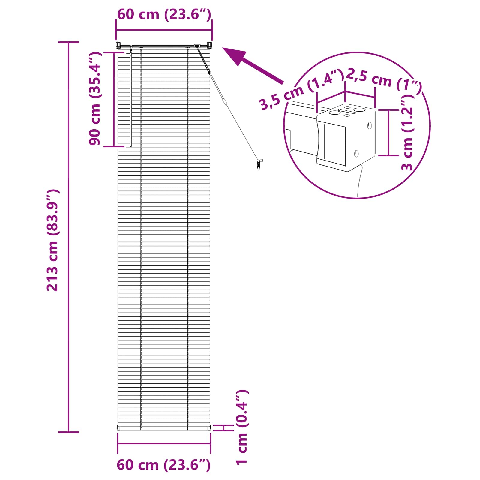Tenda Veneziana Grigio Argento 213 x 60 cm 25 mm PVC | homemem39