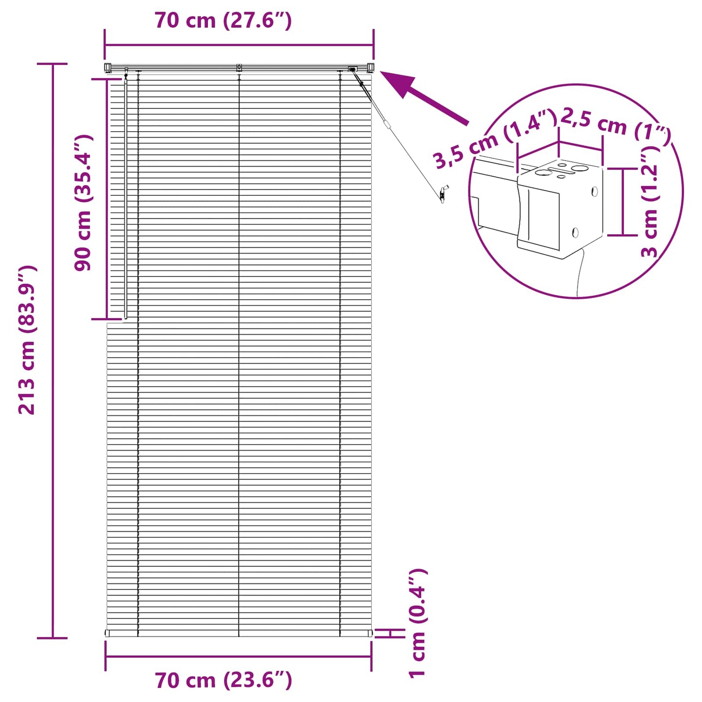 Tenda Veneziana Grigio Argento 213 x 70 cm 25 mm PVC | homemem39