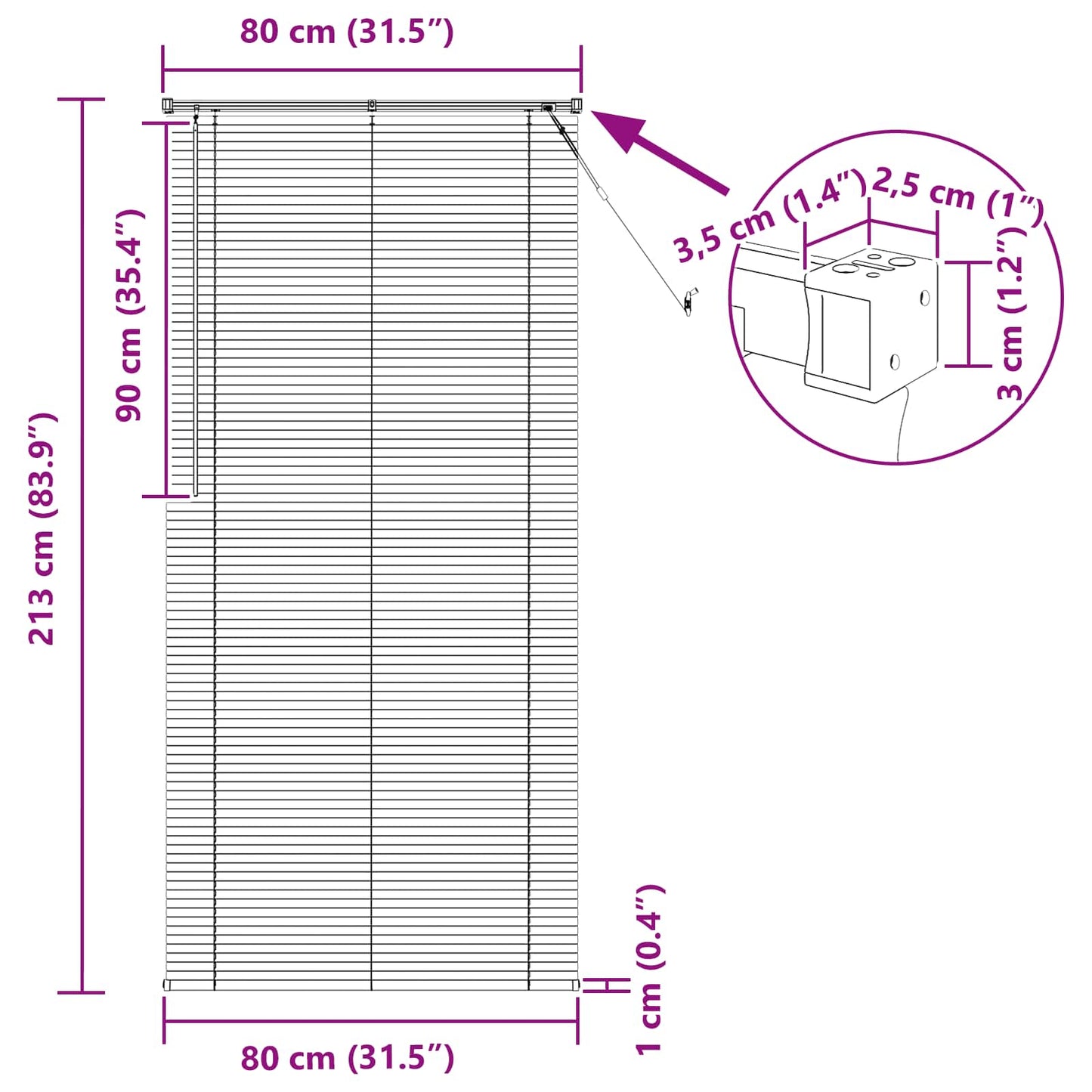 Tenda Veneziana Grigio Argento 213 x 80 cm 25 mm PVC | homemem39