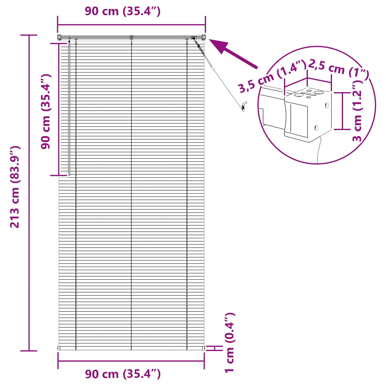 Tenda Veneziana Grigio Argento 213 x 90 cm 25 mm PVC | homemem39