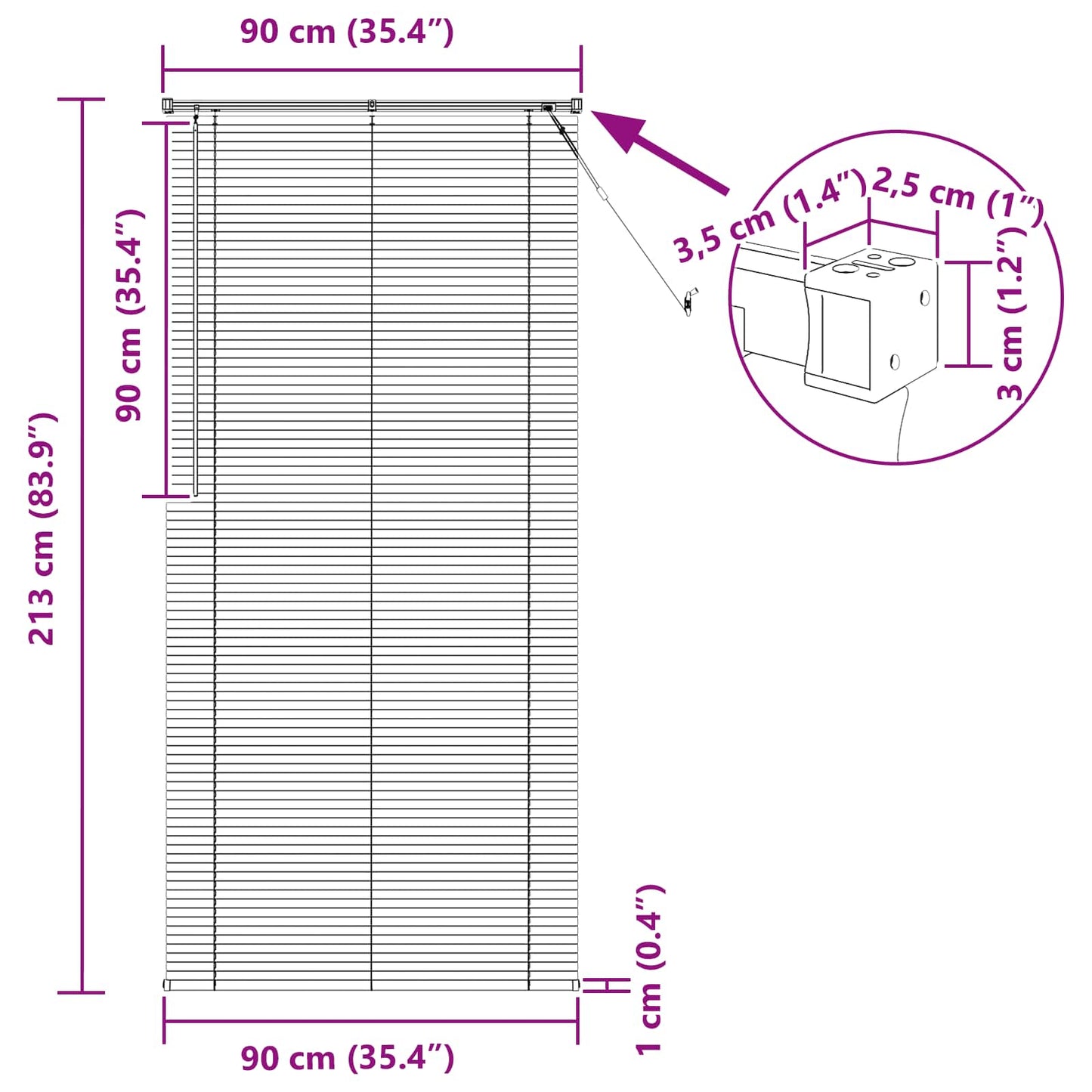 Tenda Veneziana Grigio Argento 213 x 90 cm 25 mm PVC | homemem39