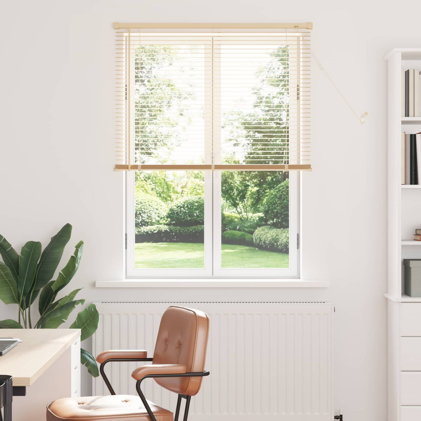 Tenda Veneziana Marrone Chiaro con Motivo 150 x 90 cm 25 mm PVC